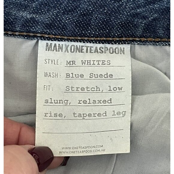 Man X One Teaspoon Mr Whites Distressed Jeans in Blue Suede Men's Sz 32 NWT - Picture 7 of 12
